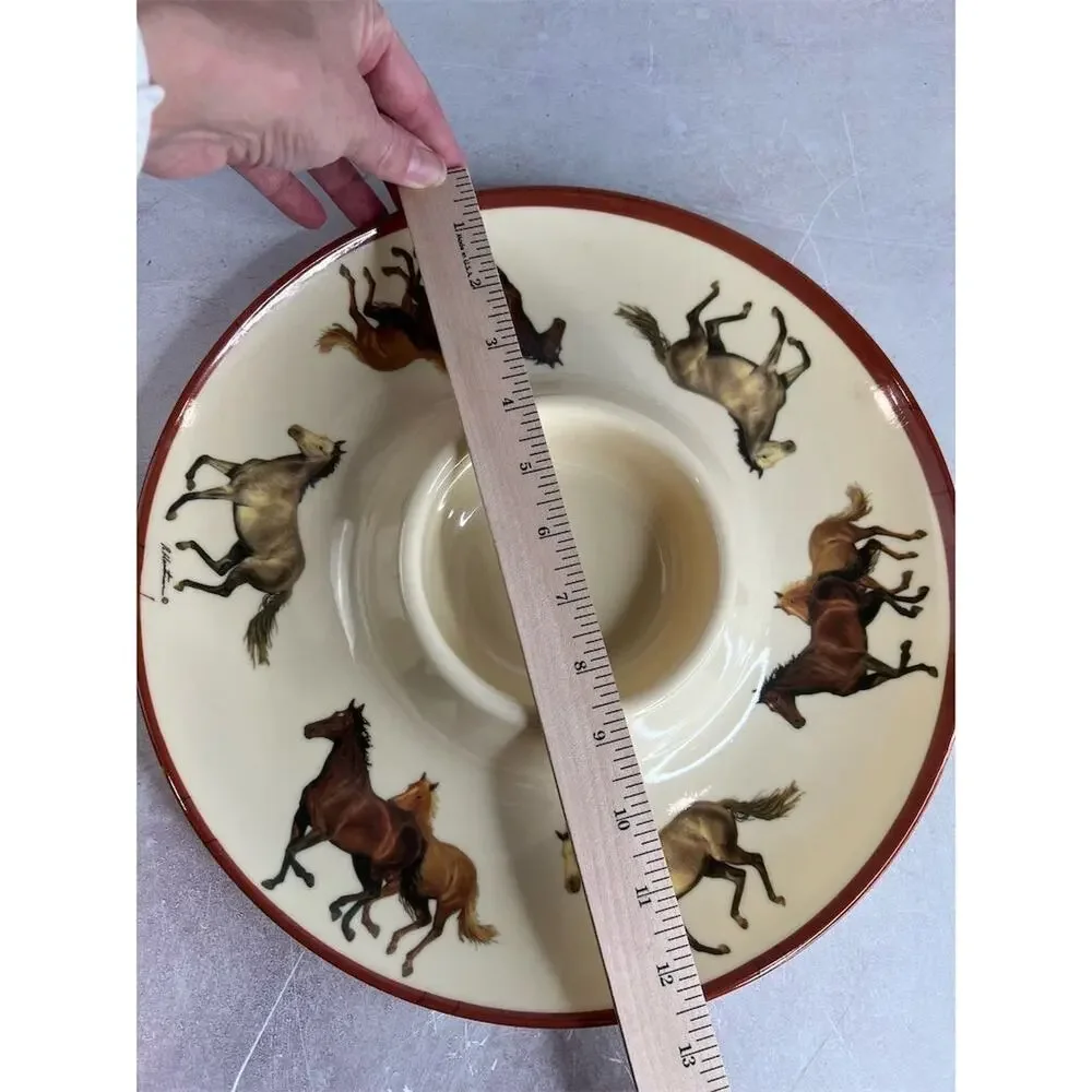 Vintage Evergreen Horse‎ Design Chip and Dip veggie tray Multicolor Plastic